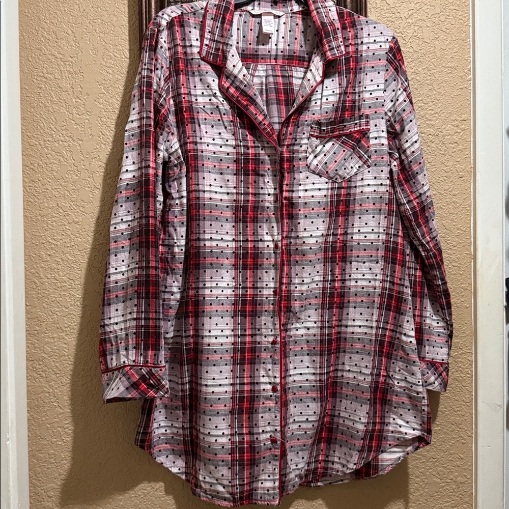 Victoria's Secret Red & White Plaid Pajama Sleep Shirt. Gently worn twice.